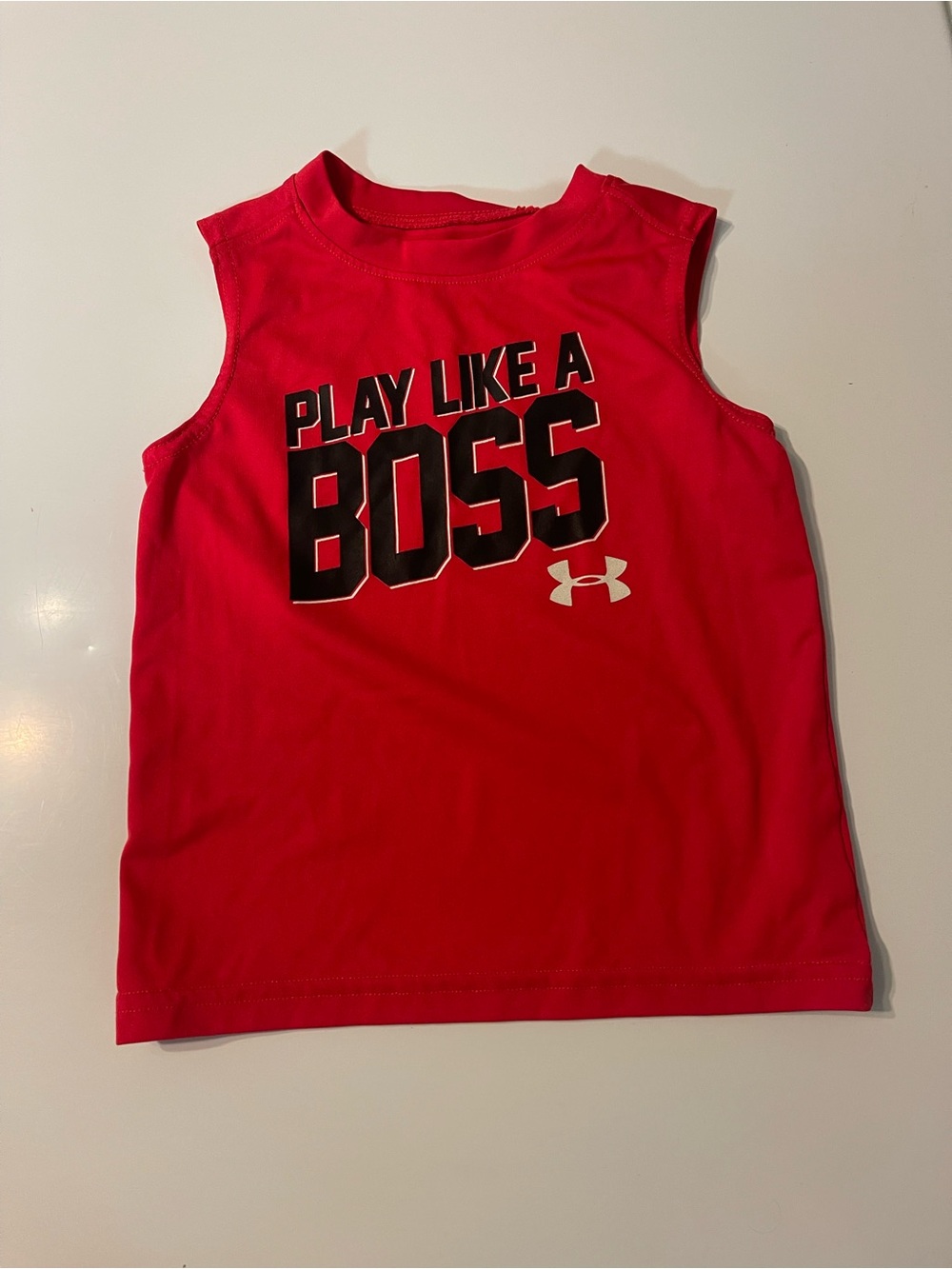Under Armour Kids' 'Play Like a Boss' Red Sleeveless Athletic Shirt